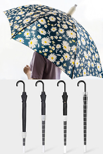 들국화 문양 에티켓 투명 보호 커버 자동 우산
