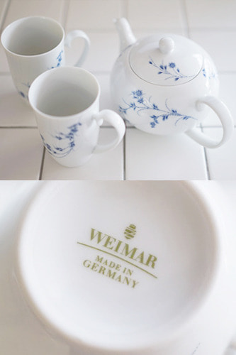 독일 Tea Story 블루 꽃문양 티포트 세트