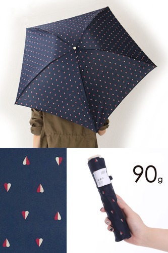 W.P.C 에어-라이트 초경량 트윈 하트 문양 휴대용 양산&amp;우산 / 네이비