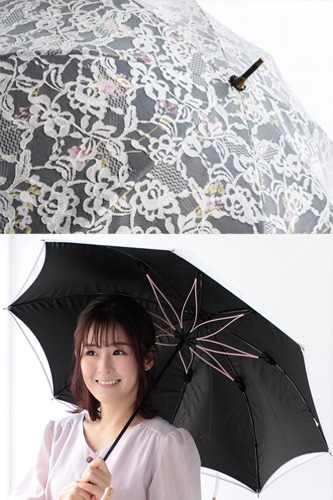 (UV 차단) 꽃 디자인 레이스 이중 커버 우산겸 양산