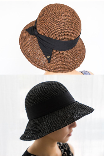 (UV 차단) 크로셰 쉬폰 리본  천연 얀(yarn) 섬유 모자