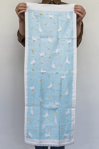 마르쉐 드 슈삐네 꽃&amp;오리 문양 이중 거즈 타올 / 34cm × 90cm