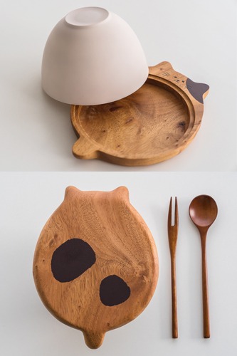 천연 원목 고양이 나무접시 &amp; 다용도 그릇 세트