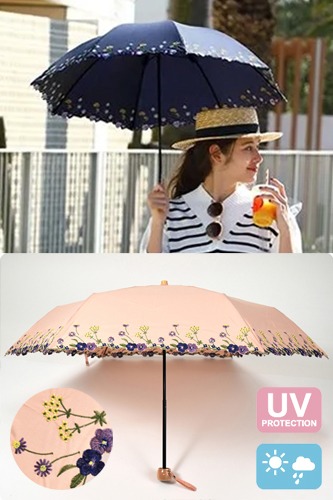 (UV차단)Viola G. 자수 제비꽃 디자인 우산겸 양산