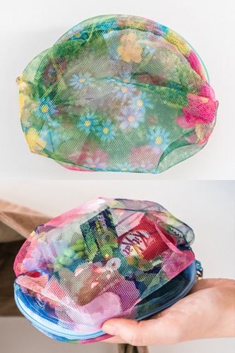 etoile 꽃 디자인 패션 시스루 파우치 / 2color